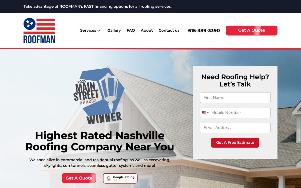 Roofman website built by 720 Digital Marketing